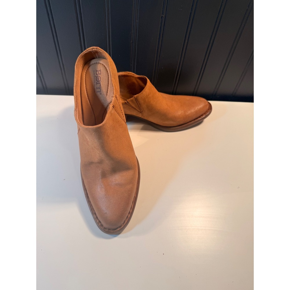 Born Womens Tan Brown Leather Slip On Mule Clogs Block Heel BR0040916 Size 8M